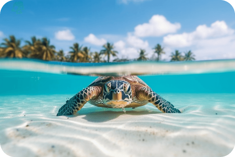 Turtle swimming in the sea