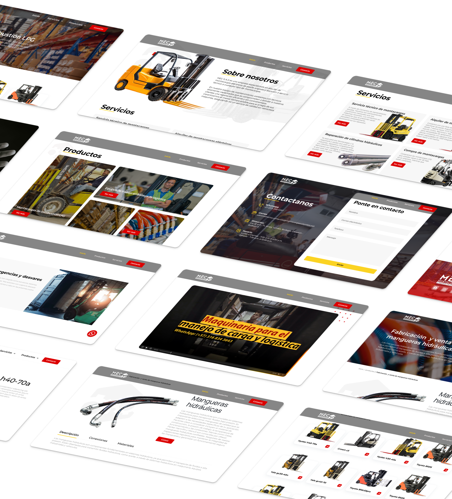 Website interface mockups