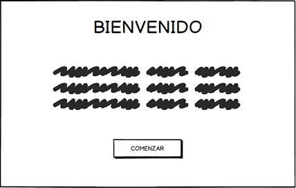 Bienvenido screen wireframe