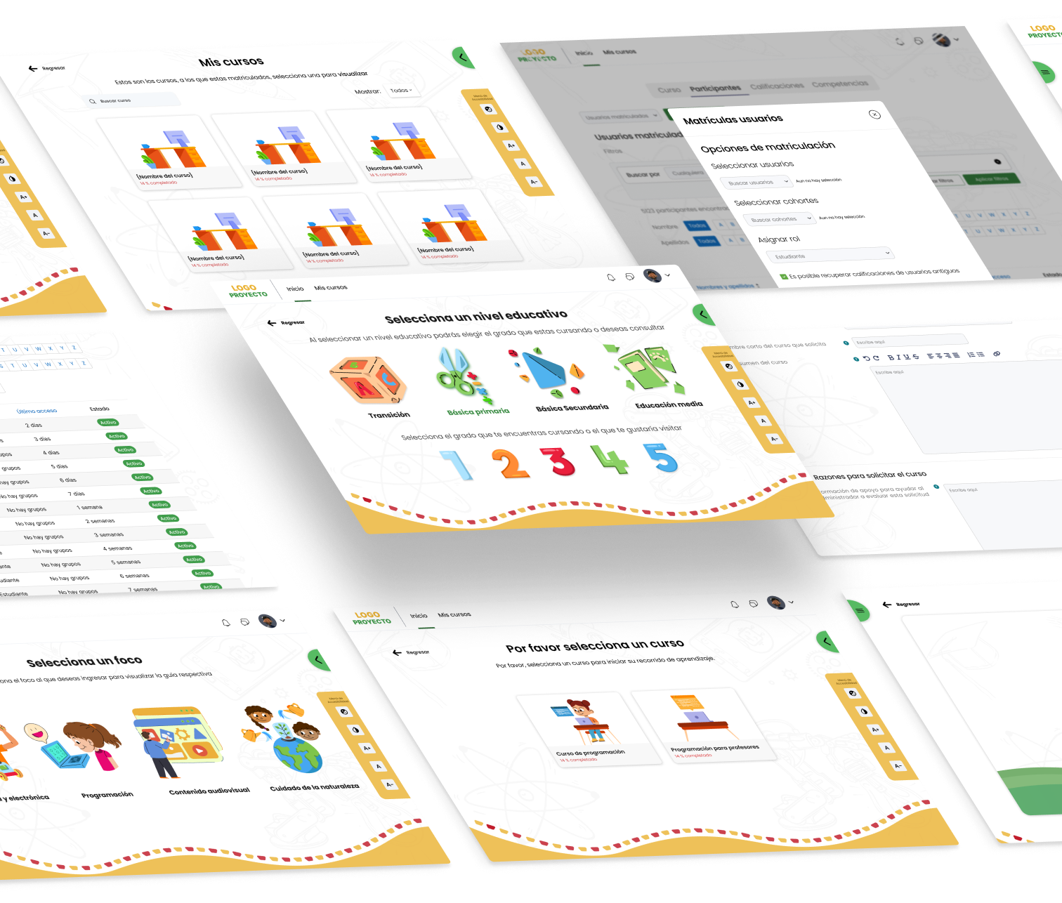 LMS platform interface mockups